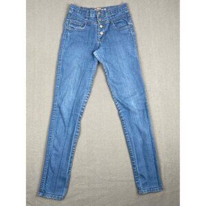 Judy Blue Women's size 5 Blue Keeley Jeans High Rise‎ Button Fly Skinny Raw Hem